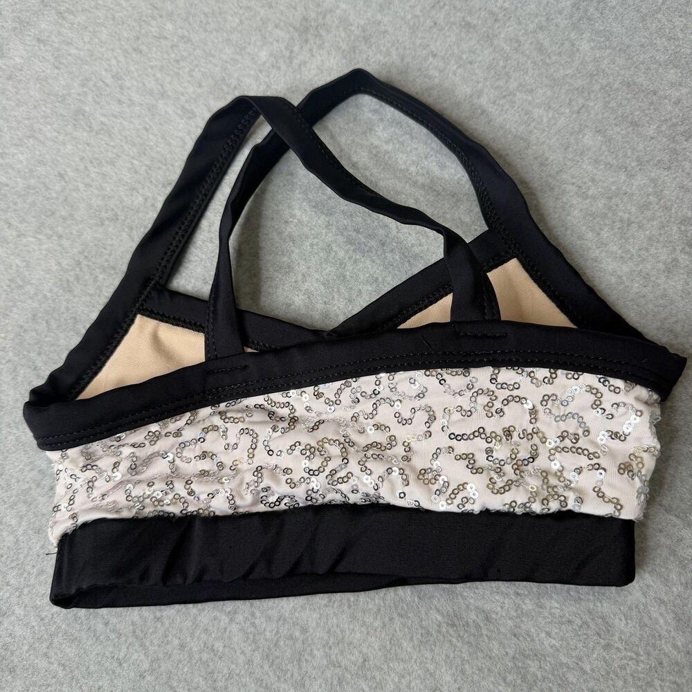 Balera White Sequin Dance Crop Top Girls Size 1C Racerback Bra Top Y2K Party - Picture 5 of 11